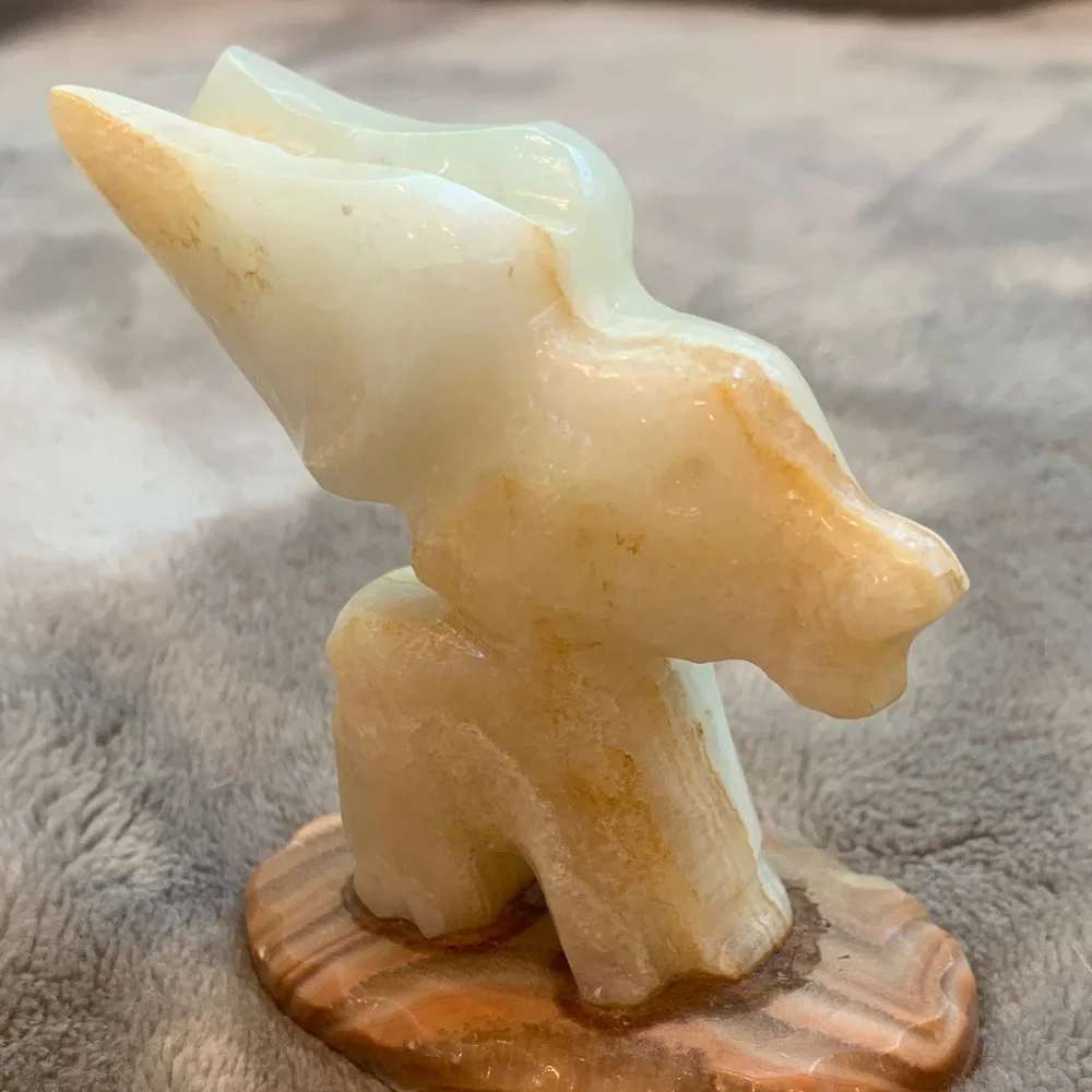 Vintage onyx/alabaster stone Donkey Pencil Holder for Desk